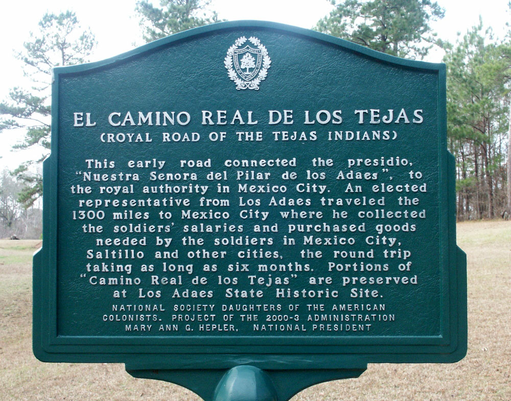photo of the marker at Los Adaes, where traces of El Camino Real de los Tejas can still be seen