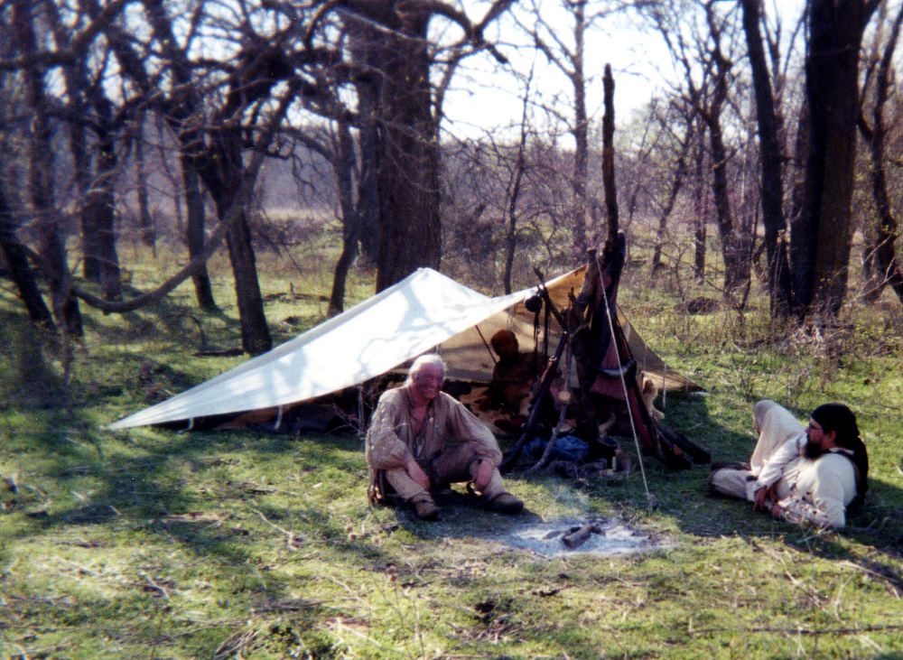 photo of historical interpreters portraying French soldiers stopping overnight during a frontier scouting mission