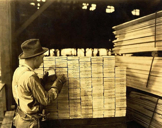 photo of a sawmill worker