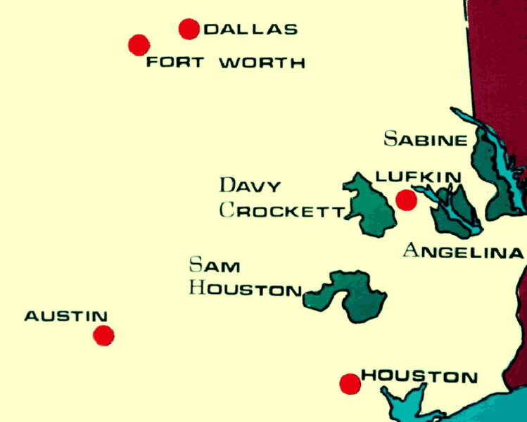 map of East Texas National Forests