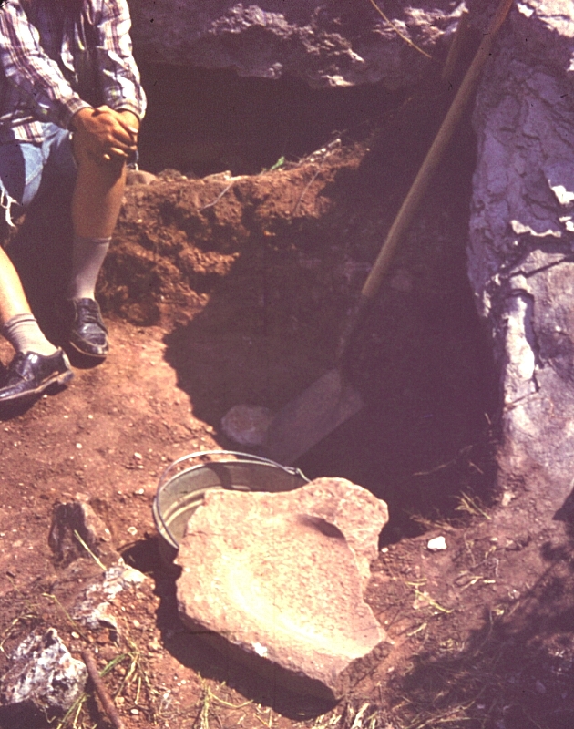 This broken metate was found by the Beaver Patrol.