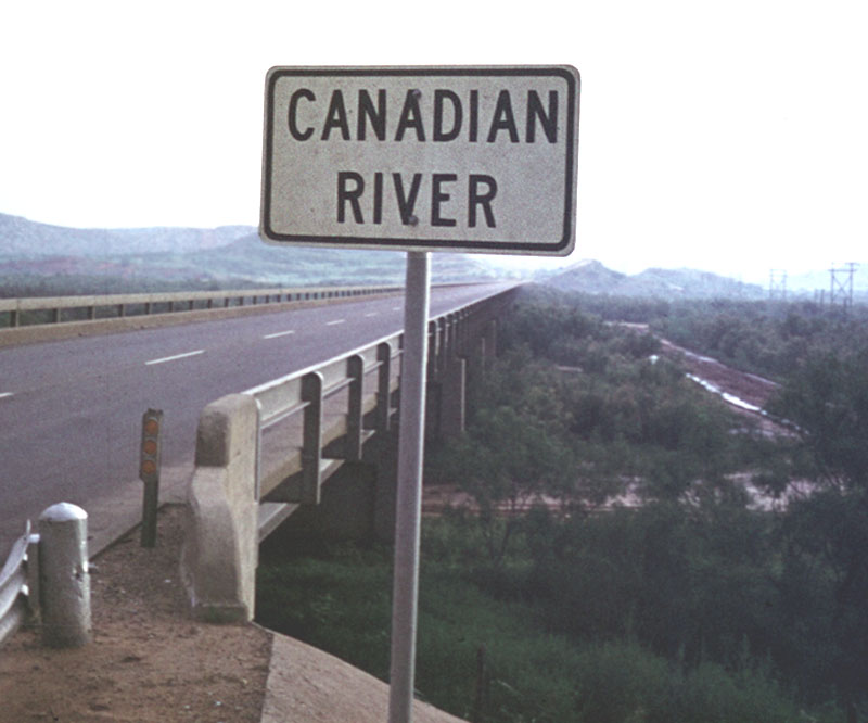 The Canadian River Bridge near Sanford  Reservoir (today Lake Meredith Recreation area) and typical topography.