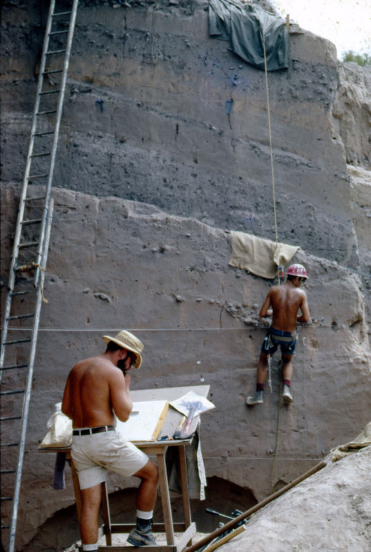 Bill Harrison and another crew member make a drawing of one of Arenosa's profiles