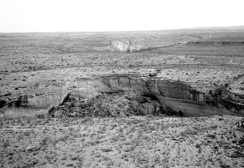 Aerial photograph of Bonfire Shelter and immediate surroundings. Photo by Dave Dibble.