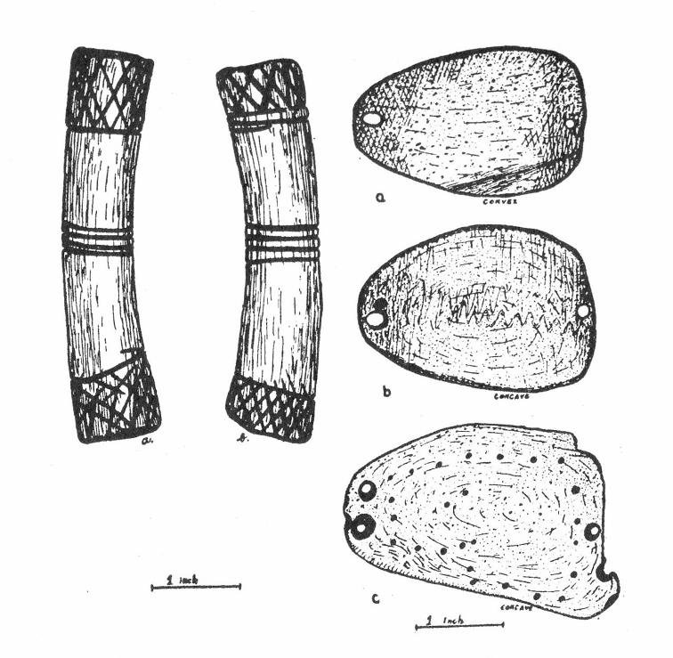 illustration of grave goods from burials in Shackleford County cemetery