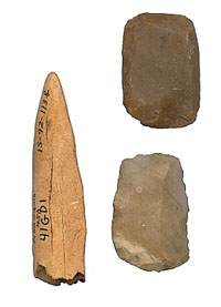 photo of bone and stone tools