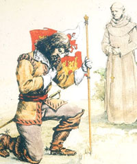 drawing of spanish soldiers and missionaries