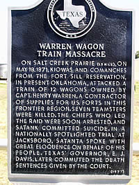 Photo historic marker for the site of the Warren Wagon Train Massacre