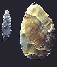 Clovis point and Clovis biface.