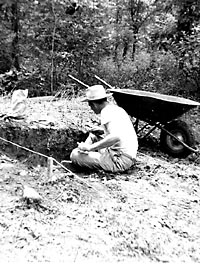 Ed Jelks working on Feature 7 at the Gilbert site, 1962.