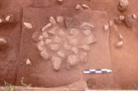 Remains of a cooking hearth used by late Austin phase peoples sometime between A.D. 1285 and 1405.