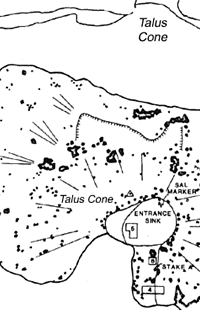 drawing of the sitemap of Granado Cave