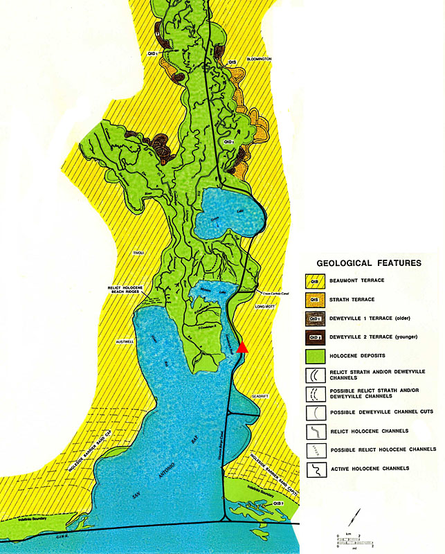 Image of geomorphology of the lower Guadalupe River valley.