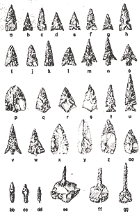 illustrated tools, arrow points and performs