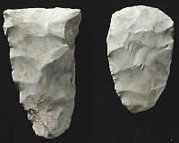 Chipped stone gouges or end scrapers with beveled bit ends