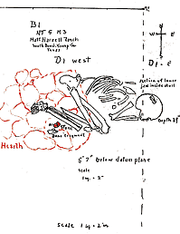 field drawing of burial 1