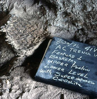 Excavation photo showing matting and coprolite