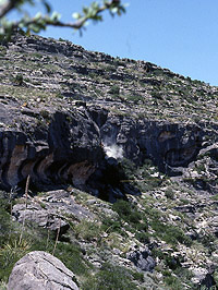 Photo of dust coming out of Hinds Cave