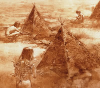 Artist's depiction of camp scene
