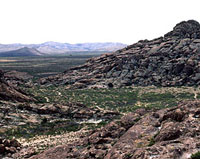 photo of the area where the pithouse village was excavated at Hueco Tanks