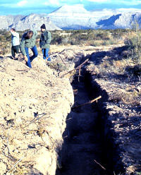 photo of pne of the two trenches dug through the midden area