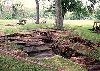 brick floor after excavation