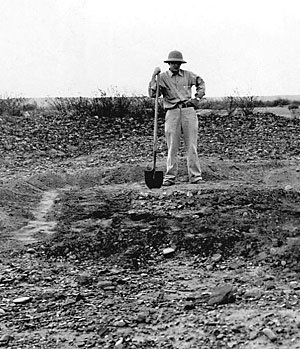 photo of a house structure exposed just beneath the surface