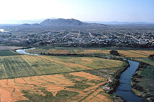 Low-angled early morning aerial photo of La Junta