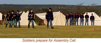 photo of soldiers preparing for assembly call