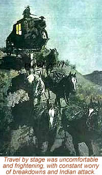 painting of a stagecoach going down a hill
