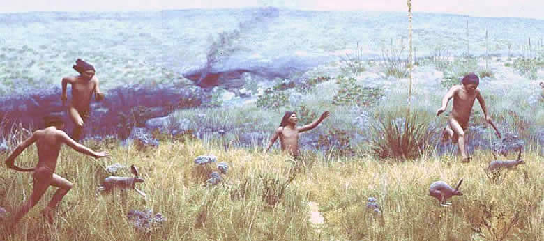 painting of prehistoric hunters