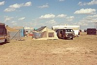 TAS tent camp on the Plains. Photographer E. Mott Davis lived in the tent in the center of the picture, the one with the sagging corner. No doubt it was the wind.
