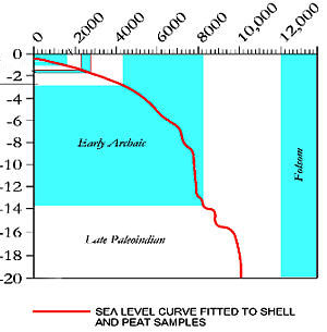 Radiocarbon assays of submerged peat and shell beds in the northern Gulf 