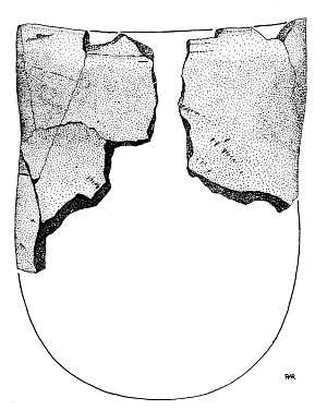 Image of Goose Creek Plain jar partially reconstructed from sherds.