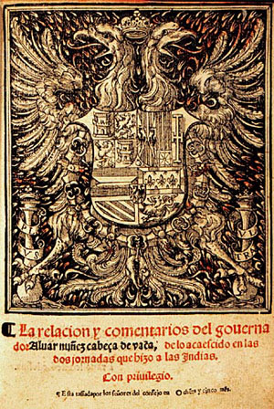 Image of Frontispiece from the 1555 version of La Relacion.