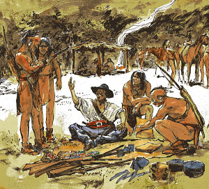 Image of trading session between a French trader and his Caddo partners.