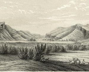 Passage of the Rio Grande, as shown in a circa 1850s lithograph