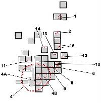 drawing of plan map of archaic excavation units