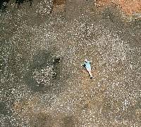 overhead photo of the burned rock midden