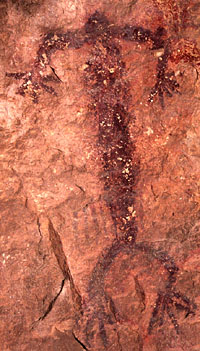 Close up of Red Monochrome pictograph. Photo by Steve Black.