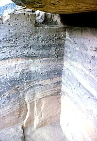 The deep deposits at Arenosa Shelter alternated between dark, gray cultural deposits and lighter, tan flood deposits. Photo from ANRA-NPS Archives at TARL.