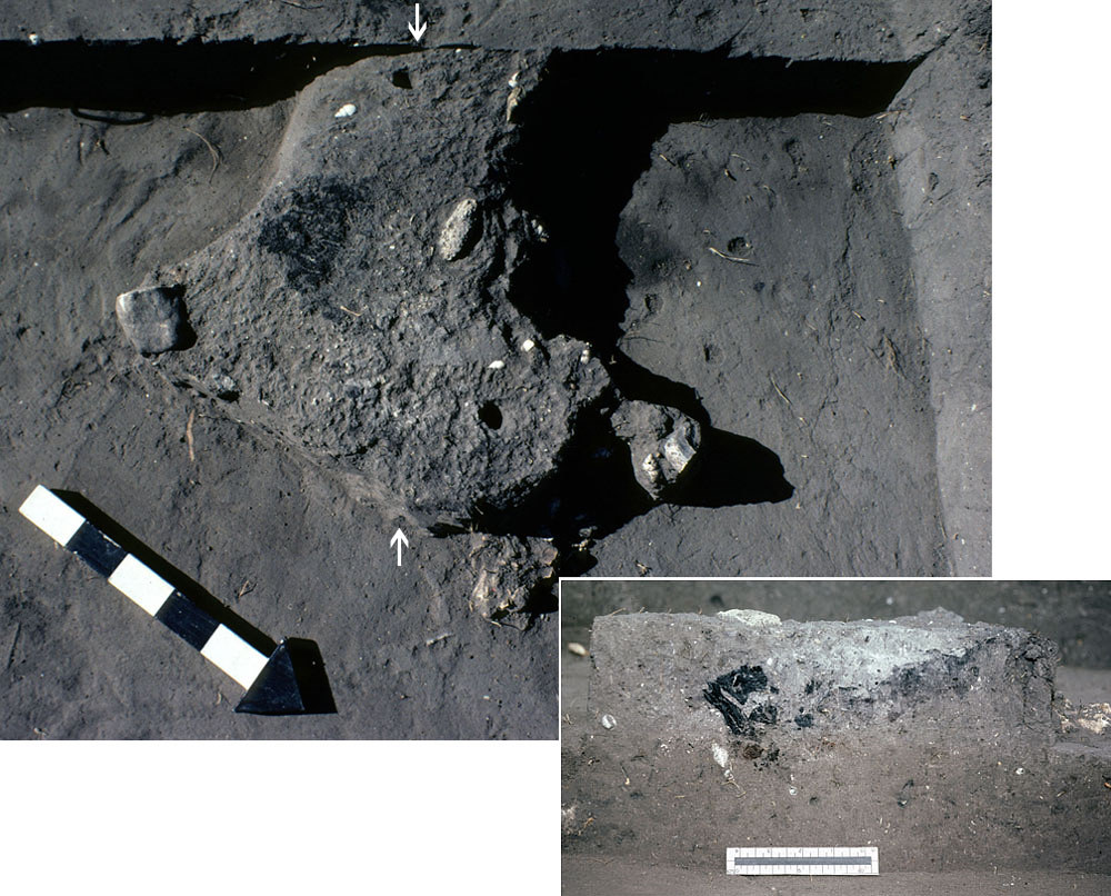 photo charcoal-stained area in plan view and profile