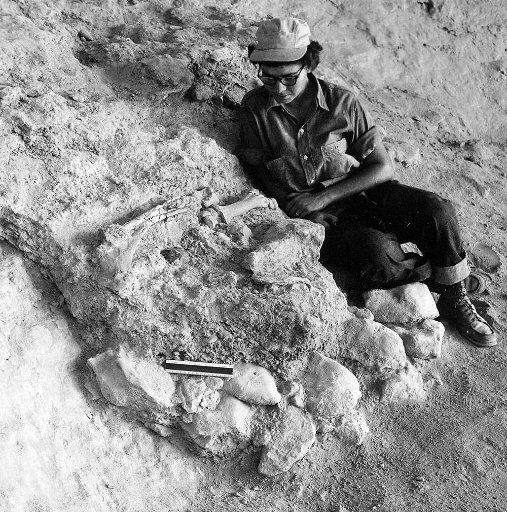 photo of seated woman in field cloths with felt pen in hand