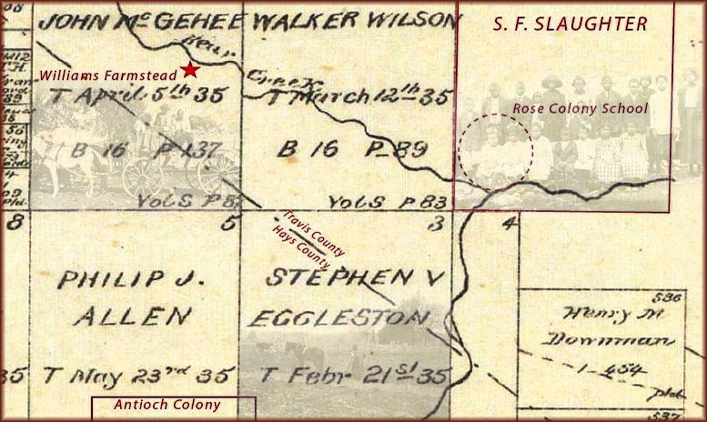 Circa 1880 map of Hays County and northern Travis County