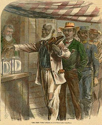 Illustration of African American men exercising the right to vote