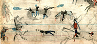 A Kiowa ledger drawing possibly depicting the Buffalo Wallow battle. Courtesy Texas Memorial Museum.