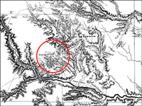 Portion of an 1875 map showing the general location of the Battle of Red River. Courtesy of the United States National Archives.