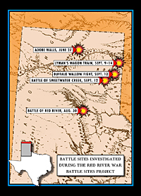 Red River War battle sites investigated by THC archeologists. Courtesy of the Texas Historical Commission.