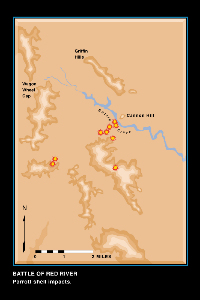 Distribution of Parrott Shell impacts at the Battle of Red River site, based on artifacts.