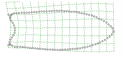 an animation of the outline of a projectile point on graph paper which distorts in shape as it moves